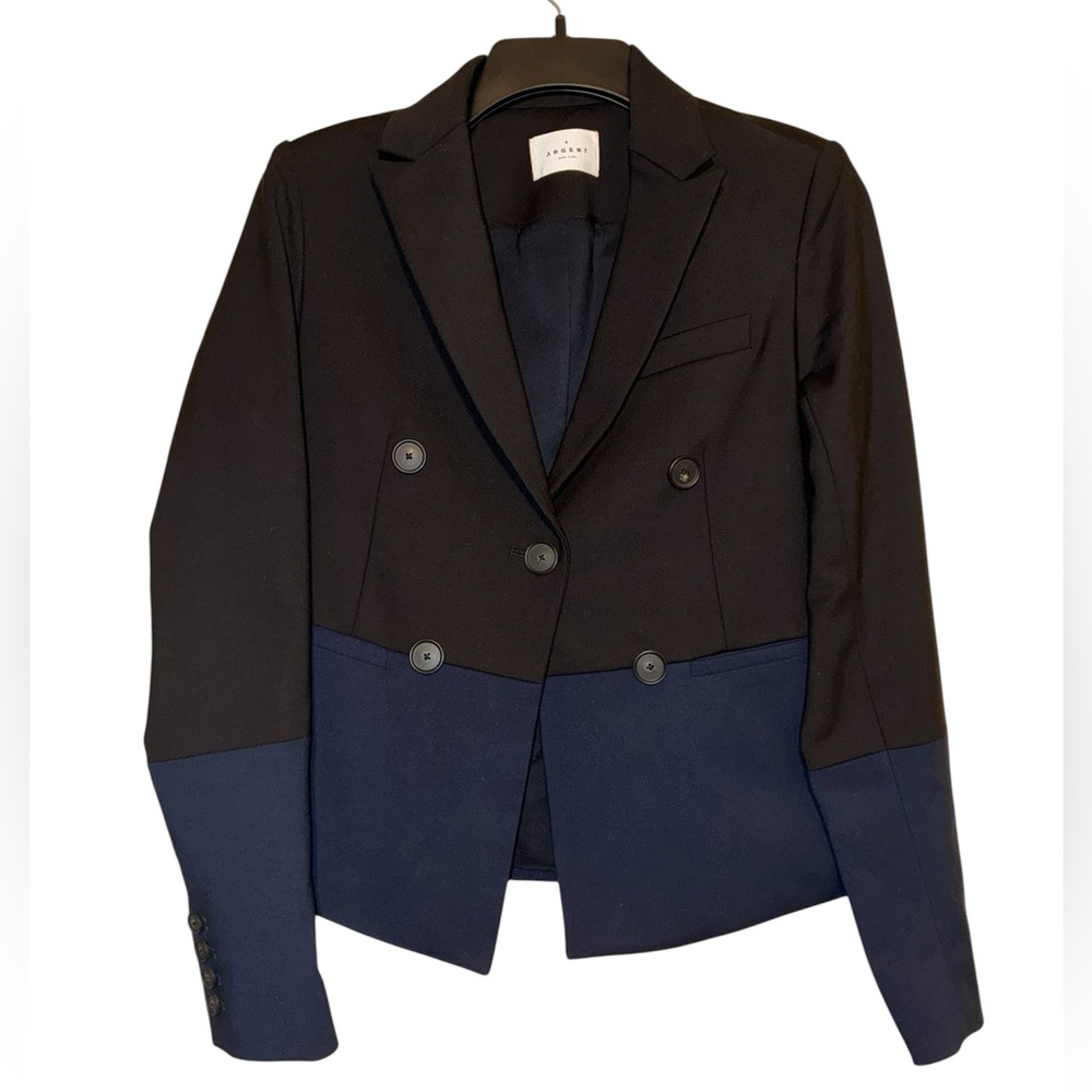 Argent Colorblock Blazer, Blue/Black, size 4 (Made in USA)